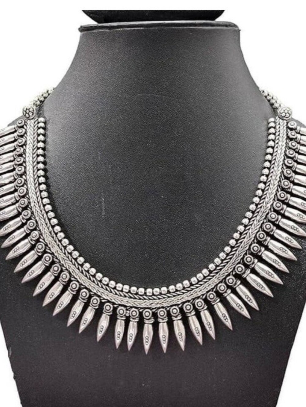 Classic Silver-Tone Spike Collar Necklace - Women Jewelry
